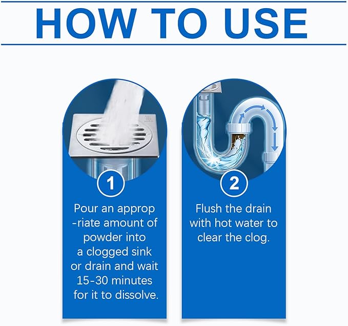 Drain Clog Remover 6 Packs Fast Acting Drain Cleaner Powders for Kitchen Sink Bathroom Shower Bathtub Powerful Pipe Unclogger Clears hair Grease Safe for Pipes