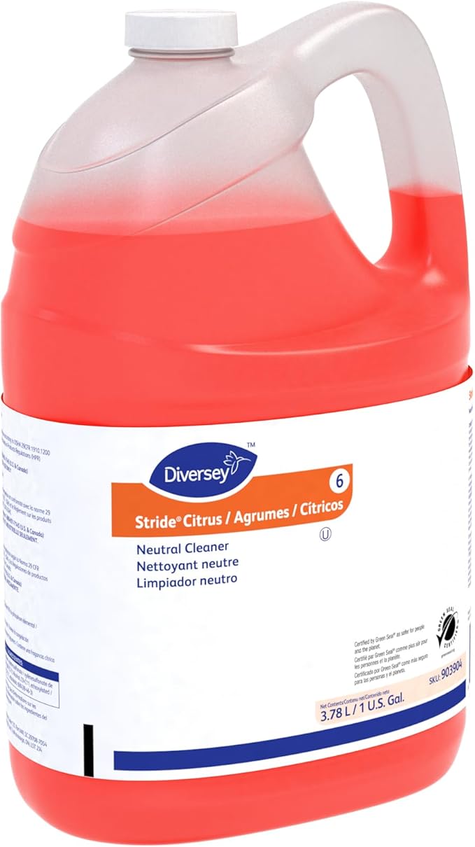 Diversey 903904 Stride Citrus Neutral Cleaner, Commercial Floor Cleaner, Citrus Scent, Concentrate, 1-Gallon (Pack of 4)