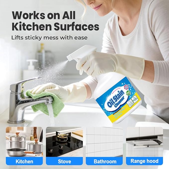 500ml Heavy-Duty Kitchen Degreaser Foam Spray, Powerful Kitchen Grease Cleaner, Multipurpose Grease Cleaner Spray for Pots, Pans, Countertops & Appliances, Heavy Oil Stain Cleaner (2pcs)