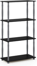 Furinno Turn-N-Tube 4-Tier Multipurpose Shelf Display Rack, Classic Tubes, Black/Grey