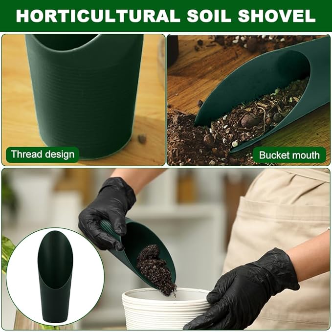 Garden Soil Scoop, 2-in-1 Multi-Function Plastic Spoon Soil Shovel Wear Resistant Digging Tool Cultivation Potting Scoop with Mini Scoop for Digging Up or Transporting