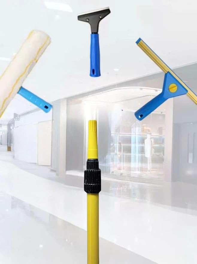 Squeegee Adapter Window Squeegee Adaptor Squeegee Pole Adapter, Changes The Threaded Tip to a Standard Friction Taper Fit, Yellow 2pc