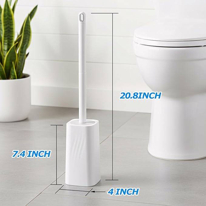 Toilet Bowl Brush and Holder Set - Toilet Scrubber Brush,Cleaning Brush,Bathroom Decor,Household Essentials,Cleaning Supplies,White