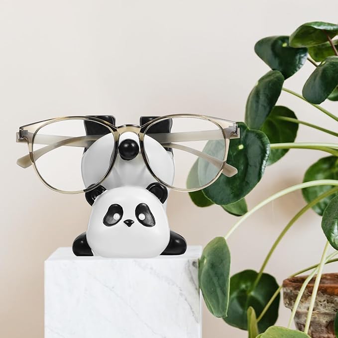 Garneck Resin Animal Glasses Holder Panda Eyeglass Stand for Sunglasses Display Figurine Decor for Home and Desk Secure Eyewear Organizer for Panda Lovers