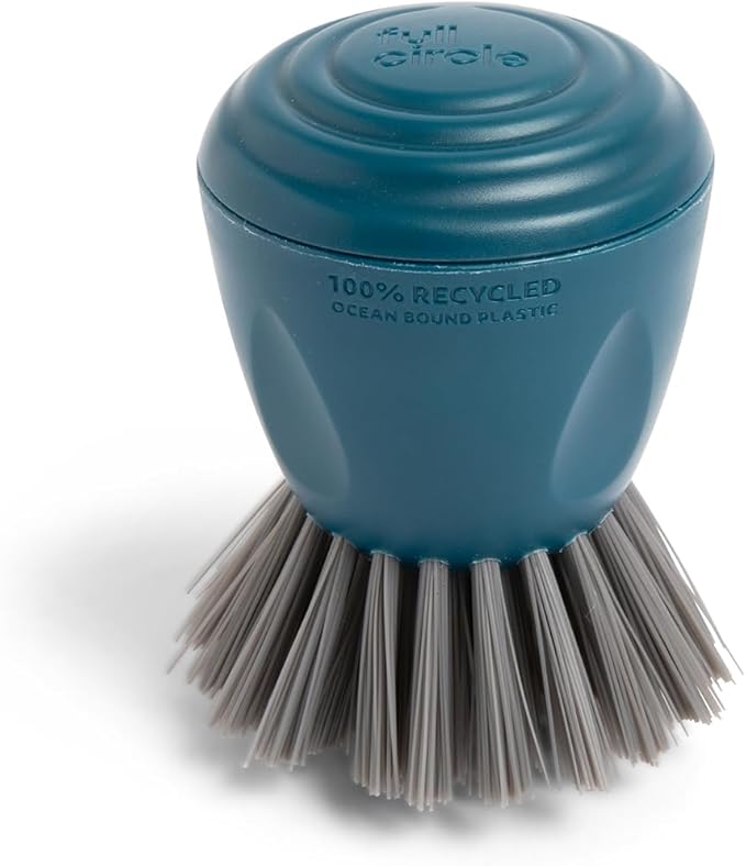 Full Circle Clean Ocean Palm Brush for Cleaning Dishes, Pots, and Pans, Comfortable Handle, Sustainably Made 100% From Recycled Ghost Fishing Nets, Safe for Nonstick