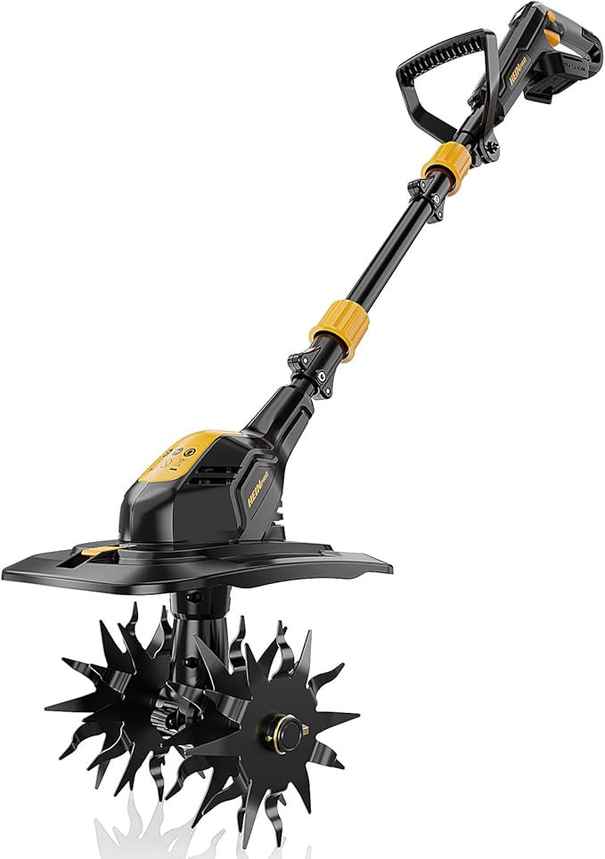 Cordless Tiller Cultivator Compatible with Dewalt 20V MAX Battery, 9In Tilling Width & 7In Depth Electric Tiller for Gardening, 360RPM Rototillers for Garden Cultivator (Tool Only)