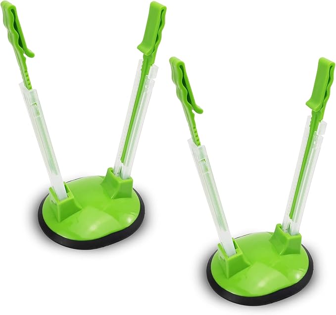 Baggy Rack Hands-Free Clip Food Storage Freezer Baggy Holder,Bag Holder For Plastic Bags Stand/Pack of 2 Green