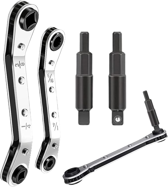 Ratchet Wrench Set, Refrigeration Repair Tool, Heavy Duty Ratchet Wrench Set, for Steel and Alloy, Automotive Plumbing Industrial Use, Air Conditioning Maintenance, Home DIY Repair Tool Kit