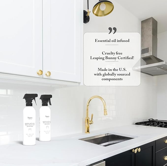 Bayes Granite and Stone Daily Cleaner and Protectant - Cleans, Shines, and Protects - For Granite, Quartz, Marble, Tile, and Stone Surfaces - 16 oz, 6 Pack
