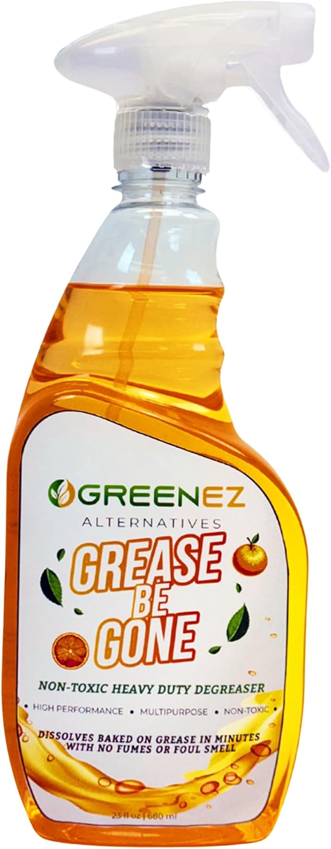 GREASE-BE-GONE | Citrus-Powered Kitchen Degreaser Spray | Dissolves Baked-On Grease & Oil | Pure & Safe Formula for Ovens, Stoves, Air Fryers, BBQ Grills | No Fumes or Odors (23 oz)
