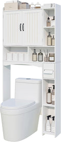Viaozutis Over The Toilet Storage Cabinet, Over Toilet Bathroom Organizer, Bathroom Storage cabinets with Anti Tipping Devices, Storage cabinets with Toilet Paper Holders, for Bathroom, Laundr（White）