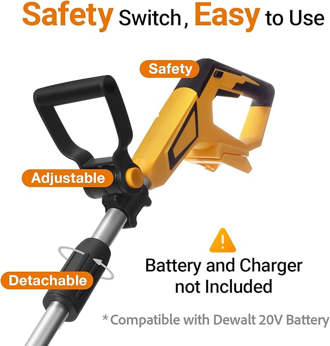 Brushless Cordless Tiller Cultivator Compatible with Dewalt 20V Max Battery(Tool Only), 800W Electric Power Tiller for Gardening, Battery Powered Garden Cultivator Portable Rototiller for Lawn