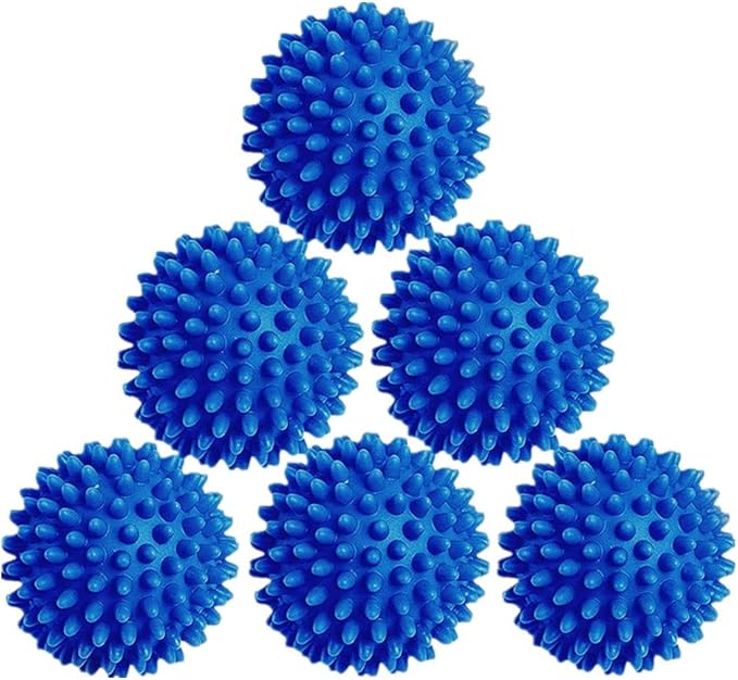 Colorsheng Laundry Dryer Balls - 6 Pack Reusable Fabric Softener Alternative (Blue)