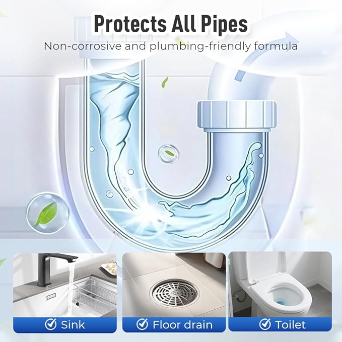 Drain Clog Remover Powerful Unclogging Sink Hair Cleaner for Kitchen, Shower Pipes and Drains (White 3PCS)