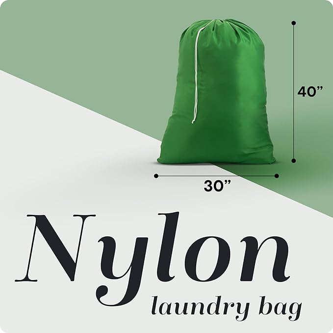 Handy Laundry Nylon XL - Large Capacity with Locking Drawstring, Machine Washable, Fits Laundry Baskets or Hampers, Holds 3 Loads of Clothes - Green (Pack of 2)