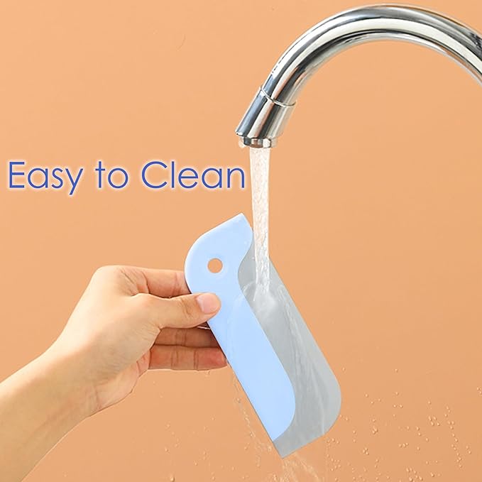 3 Pack Small Squeegees, Mini Squeegee for Windows, Mirrors, Bathroom Glass Shower Mirrors and Counter, Kitchen Countertops and Sink. Dish Scraper for Cleaning Up Dish Residue.(Blue&Yellow&Grey)