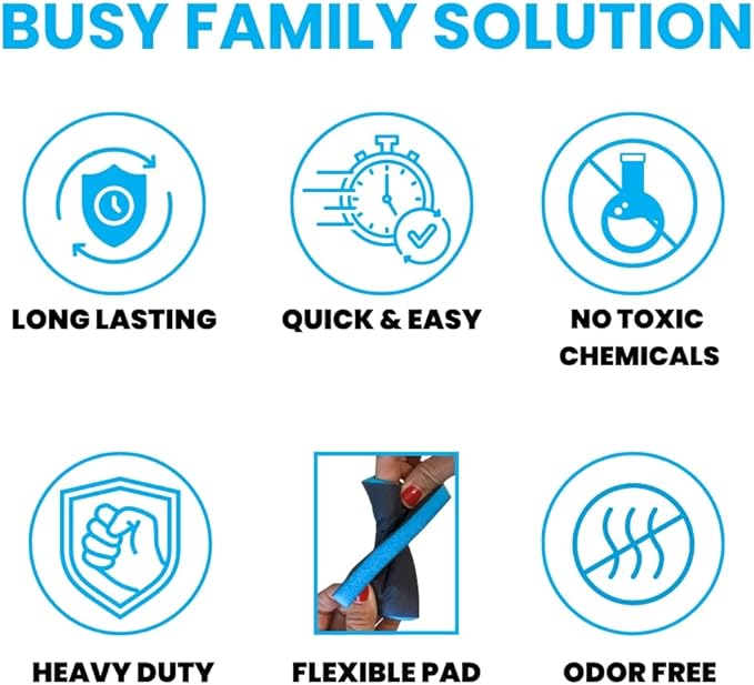 MAVERIK Heavy-Duty Scrubbing Pads, No Detergent Needed, Scouring Pads for Kitchen Cleansing, Bathroom Water Stains, Bathroom, Griddle, Grill & Household Cleaning Pads (3 Sets, 9 Pads)