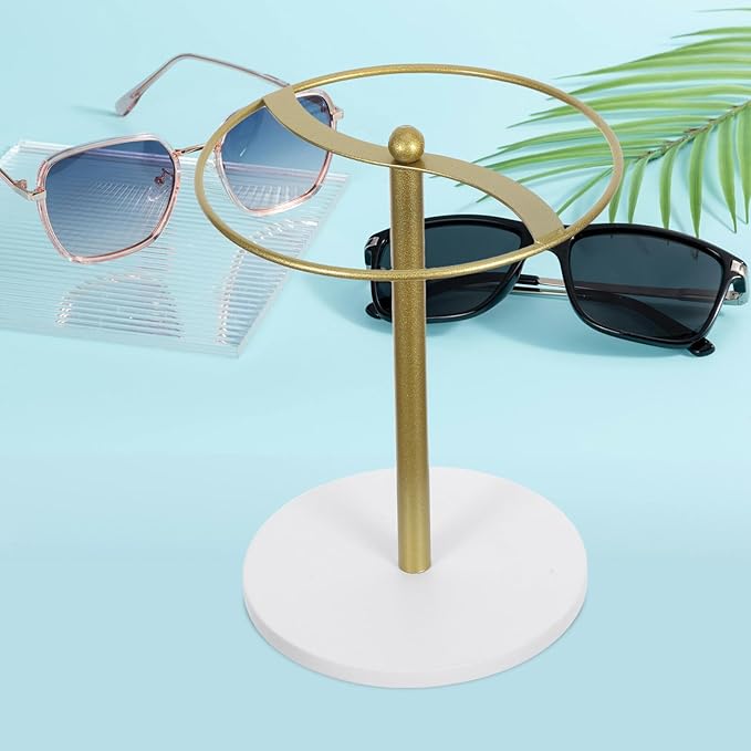 VICASKY Sunglasses Display Rack with Metal Frame and Pine Wood Base, Glasses Organizer Stand for Eyewear Storage and Desktop Display at Home Or Office