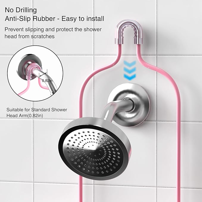 DAOYA Over the Shower Head Caddy Pink - Shower Caddy Hanging with 3 Soap Holders, Stainless Steel Bathroom Organizer and Storage, Rustproof