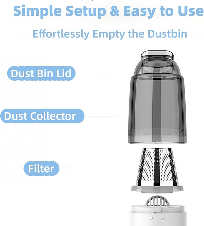 Portable Car Vacuum Cleaner, Cordless Handheld Vacuum, Lightweight Mini Vacuum for Car and Home with Washable HEPA Filter, Rechargeable