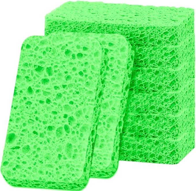 6 - Pack Non-Scratch Scrub Sponges - Sponges for Dishes and Washing Dishes, Cleaning Sponges for Kitchen Home Office, Magical 3D DIY Art and Craft Suppliers（Green）