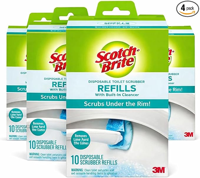 Scotch-Brite Disposable Toilet Scrubber Refills, Scrubs Under the Rim, 40 Disposable Refills