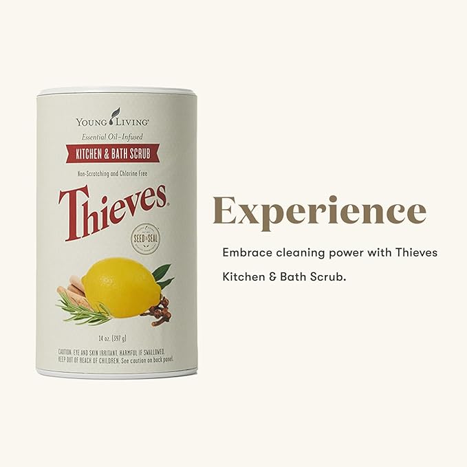 Young Living Thieves Kitchen And Bath Scrub | 14 Oz | Plant-Based Cleaning Formula | Tough On Grease And Grime | Infused With Thieves Essential Oil Blend | Rinses Clean Without Residue