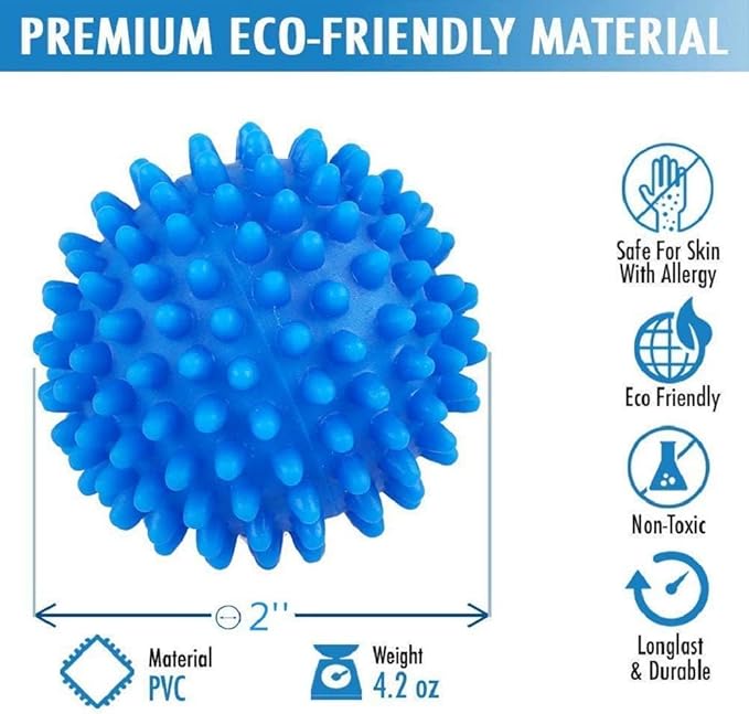 Laundry Dryer Balls - 4 Pack Reusable Fabric Softener Alternative (Blue)
