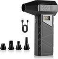 for PC & Car Cleaning: Electric Compressed Air Duster, Cordless Air Blower with Smart Display - 70m/s Wind (≈180,000 RPM) & 330g Thrust, Turbo Fan, Phone Charger, 4 Nozzles for Keyboard