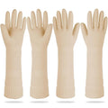 Mamison 2 Pairs Reusable Waterproof Household Dishwashing Cleaning Rubber Gloves, Non-Slip Kitchen Glove (Ivory, Large (Pack of 2))