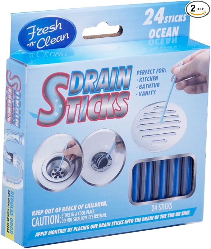 Drain Sticks Cleaning and Sanitation Kitchen Shower Bathtub Freshener Keep Odor Free- Ocean- 24 Sticks