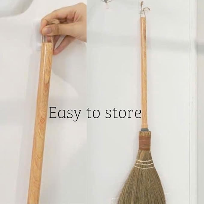 BMart Home Small Natural Whisk Sweeping Hand Handle Broom - Vietnamese Straw Soft Broom for Cleaning - Decoration Items - Indoor - Outdoor - 7.87'' Width, 24.4" Length