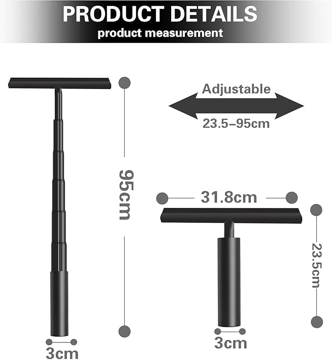 Professional Shower Squeegee for Glass Doors,12 Inch Squeegee for Shower Glass with Extension Pole,Telescoping Window Squeegee for Glass Door, Tile Wall, Car,Floor