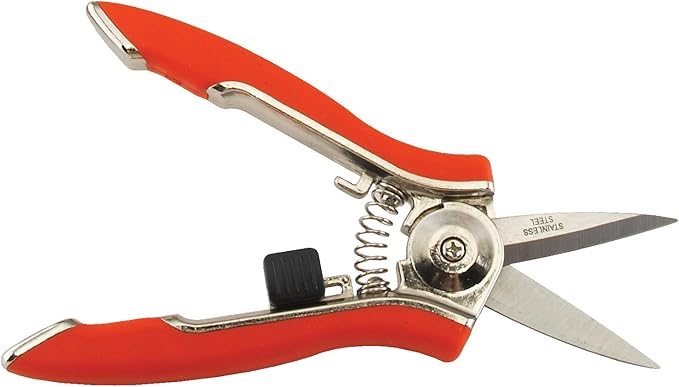 Dramm Colorpoint Stainless Steel Compact Garden Pruning Shears, Hand Pruner, Garden Clippers, with Heavy Duty Blade and Easy Grip Handle, Red