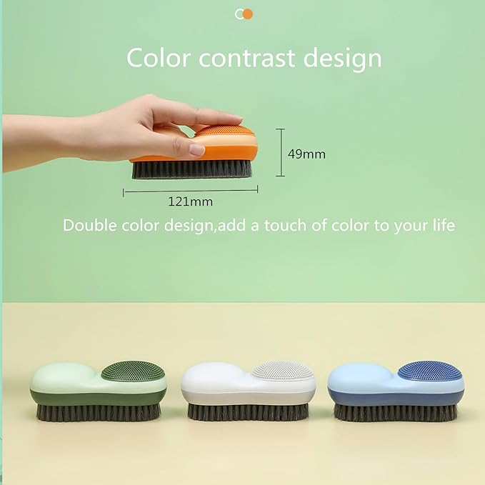 Two-Sided Laundry Stain Remover Brush, Soft Bristle for Scrubbing Out Tough Stains on Wool Cashmere Delicate Fabrics Knits Cotton Leather, Easy to Grip Hand Washing Clothes Brushes (White)