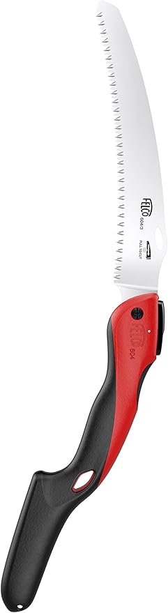 FELCO 604 Folding Pruning Saw –Curved Pull-Stroke Saw for Tree Trimming & Elevated Cut | Tree Branch Cutter | Folding Handsaw with Chrome-Plated 10" Blade, Non-Slip Handle, Blade Lock, Swiss Precision