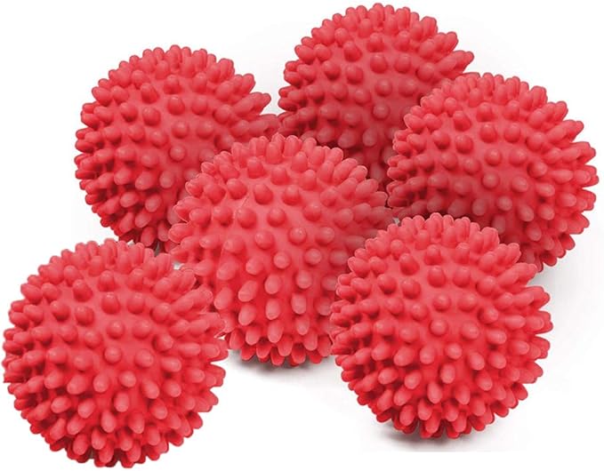 Reusable Dryer Balls Laundry Wash Dryer Balls Anti-Static Fabric Softener Laundry Washing Ball, 6pcs (Red)