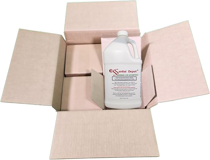 Essential Depot 40 lbs Bottle Food Grade Sodium Hydroxide Lye Evenly-Sized Micro Pels (Beads or Particles) - Lye Drain Cleaner - HDPE Container with Resealable Child Resistant Cap and Handle