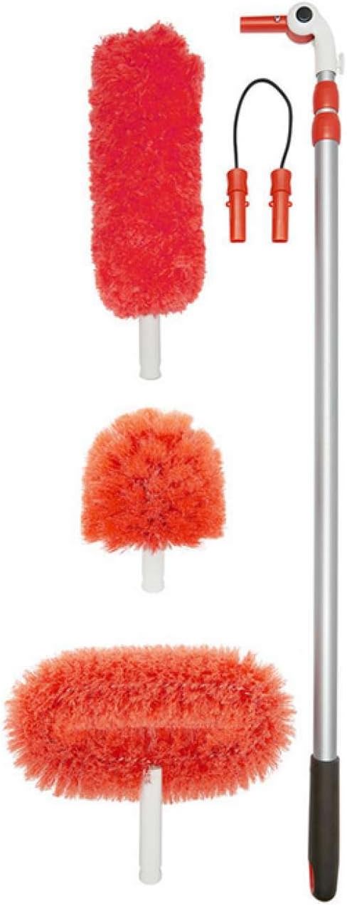 OXO Good Grips 3-in-1 Extendable Microfiber Long Reach Duster with Interchangeable Heads, 8 ft