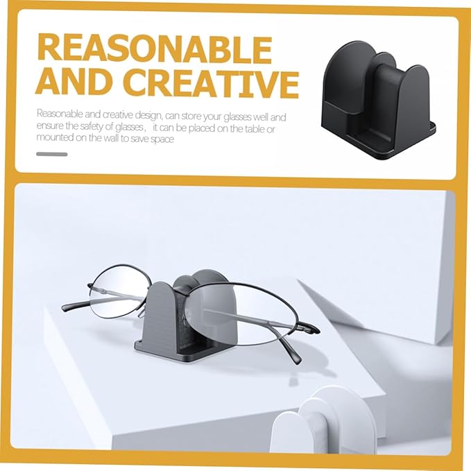 Angoily 2pcs Wall-Mounted Eyeglasses Bracket and Desktop Sunglasses Storage Stand Holder for Car and Home, Black Eyewear Organizer Rack