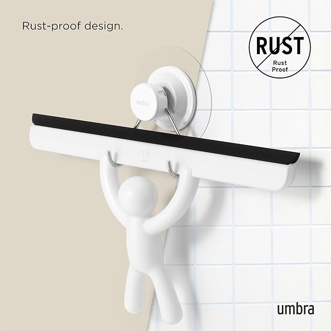 Umbra Buddy Bathroom Squeegee for Shower, Mirror, Window - Adhesive Storage Hook Included
