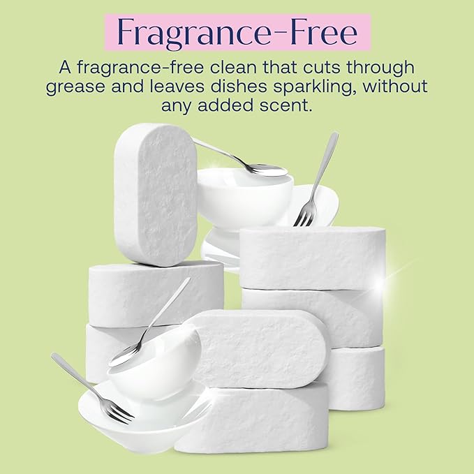 Fab Tab 100% Plastic-Free Dishwasher Detergent Tablets, Clean Ingredients, Fragrance Free, No Residue, Powerful Enzyme-Based Dishwasher Pods, 40 Count.
