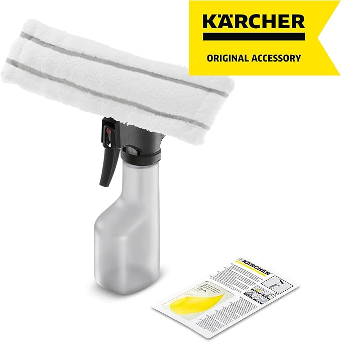 Kärcher Window Cleaner Tool, Spray Bottle, Replacement Part for Kacher Window Vacs - with Microfiber Pad (for Indoor use)