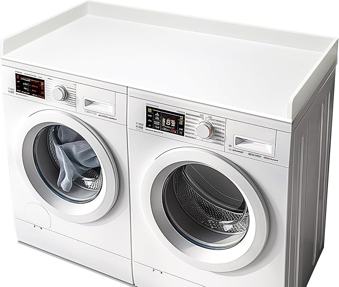 Gashell Washer Dryer Countertop, 27.5" x 58" Bamboo Washer and Dryer Countertop for Laundry Room Organization(White)