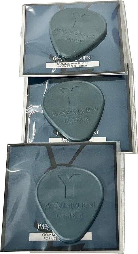 Yves Saint Laurent YSL MEN Y L'ELIXIR SAMPLE Perfume Scented Rubber Guitar Pick (PERFECT for Gym bags, Car freshner, Gifts, Fabric Drawer Fragrance, Holiday Stalking Stuffers - SET OF 3 FLAT 1 INCH