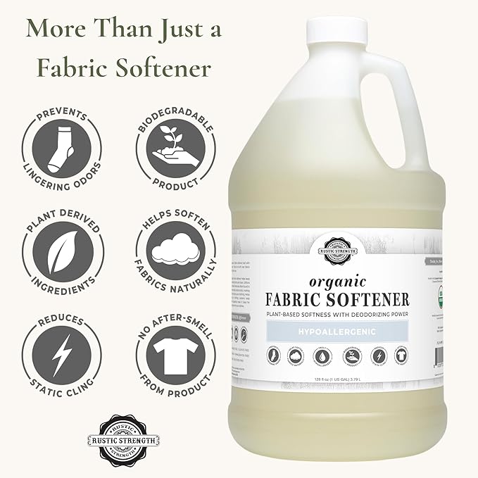 Rustic Strength Natural Fabric Softener, Non-Toxic, Biodegradable, Gallon Plastic
