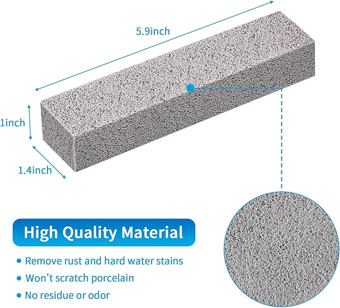 4TH Pumice Stone for Toilet Bowl Cleaning,Remove Away Limescale Stain,Hard Water Rings,Calcium Buildup,Iron and Rust,Pumice Stick for Tile/Bath-tub/Kitchen/Grill/Household - 4 Pack