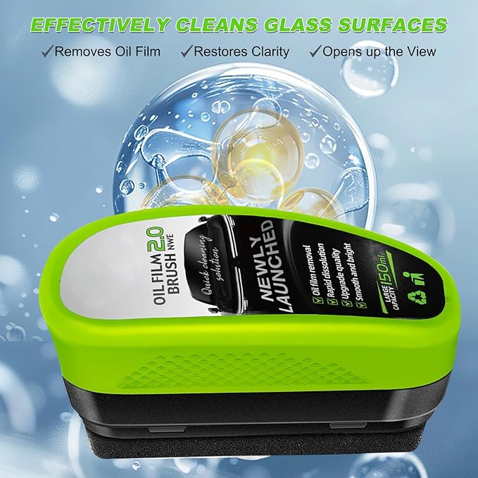 Automotive Oil Film Cleaning Brush, Upgrade 2.0 Car Glass Cleaner Windshield, Car Windshield Cleaner Tool for Perfect Visibility (2 Sets)