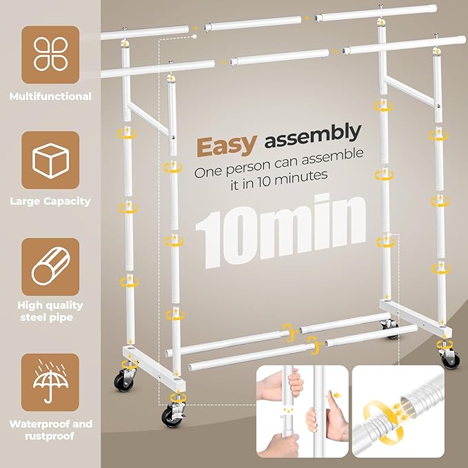 Abiglifty Double Rods Clothes Rack
