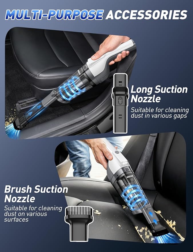 Handheld Vacuum Cordless, 15000PA Powerful Suction Hand Held Vacuum Cleaner, Car Vacuum Portable Cordless with Large-Capacity Dust Bin & LED Light, High Power Dust Busters for Home, Car, Office, Pet